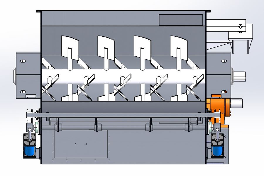 Horizontal poultry feed mixer